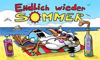 Sommer Endlich wieder Sommer Möwen Flagge 90x150 cm Sommer Endlich wieder Sommer Möwen Flagge 90x150 cm