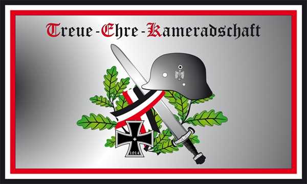 DR-Treue, Ehre, Kameradschaft Eisernes Kreuz Stahlhelm Flagge 90x150 cm