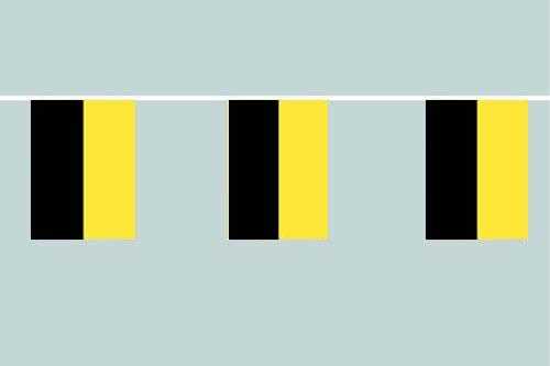 Schwarz-Gelb (2 Streifen) Flaggenkette 6 Meter / 8 Flaggen 30x45 cm