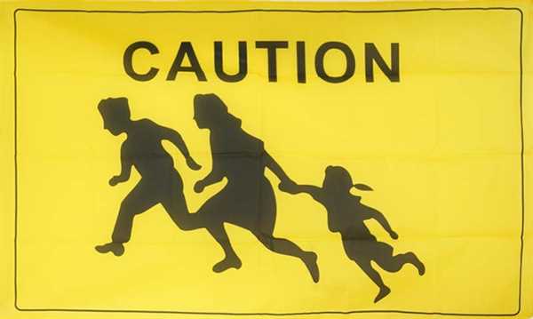 Caution Vorsicht Achtung Flagge 90x150 cm Abverkauf