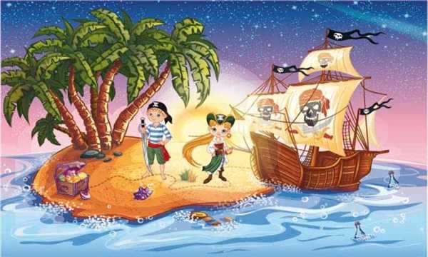 Kinderpiraten,Schiff Badetuch, Strandtuch 70x140 cm