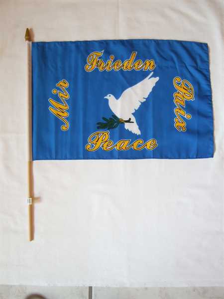 Friedenstaube mit grünem Zweig Stockflagge 30x45 cm,160 Dernier (G)
