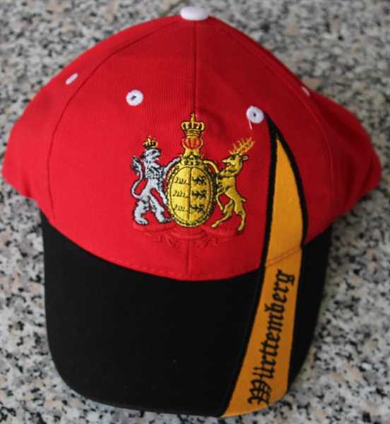 Württemberg Baseballcap rot, schwarzer Schirm