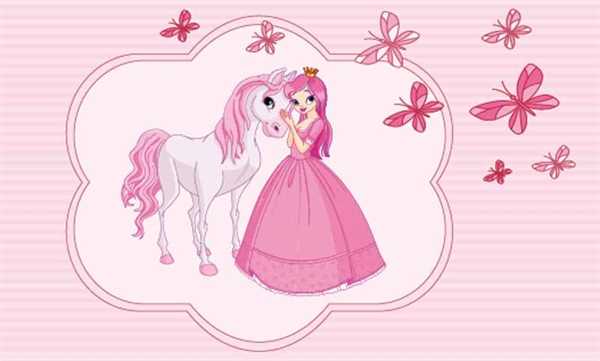 Pferd Prinzessin mit Pferd rosa Kindermotiv Flagge 90x150 cm