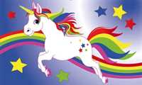 Einhorn Regenbogen Kindermotiv Flagge 90x150 cm Einhorn Regenbogen Kindermotiv Flagge 90x150 cm