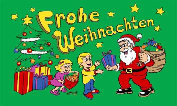 Weihnachten-Frohe Weihnachten Kinder mit Weihnachtsmann Flagge 90x150 cm Sonderangebot