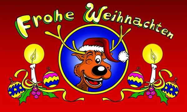 Weihnachten-Frohe Weihnachten Rentierkopf Flagge 90x150 cm