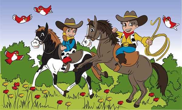 Cowboykinder Kindermotiv Flagge 90x150 cm