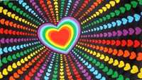 Regenbogen Herz Flagge 90x150 cm Regenbogen Herz Flagge 90x150 cm