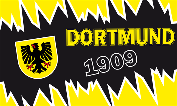 Dortmund mit Zacken Flagge 90x150 cm