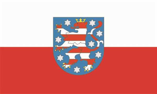 Thüringen Flagge 90x150 cm (kein Onlinehandel ) weiß ist angefärbt Restposten