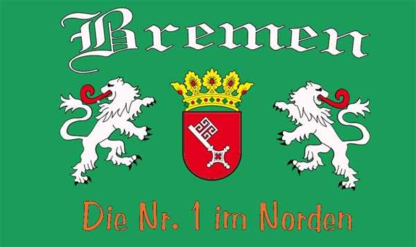 Bremen die Nr. 1 im Norden Hohlsaum/Tunnel Flagge 90x150 cm