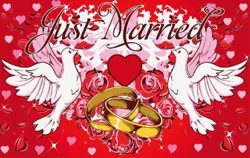 Hochzeit Just Married 2 Flagge 90x150 cm