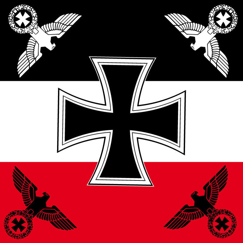 DR Reichsflagge mit Eiserenem Kreuz und 4 Reichsadlern 120x120 cm Historische Flaggen 90 x