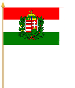 Ungarn mit Wappen Stockflagge 30x40 cm