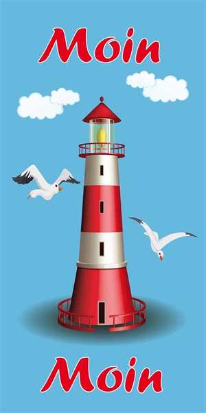 Moin Moin Leuchtturm Badetuch, Strandtuch 70x140 cm
