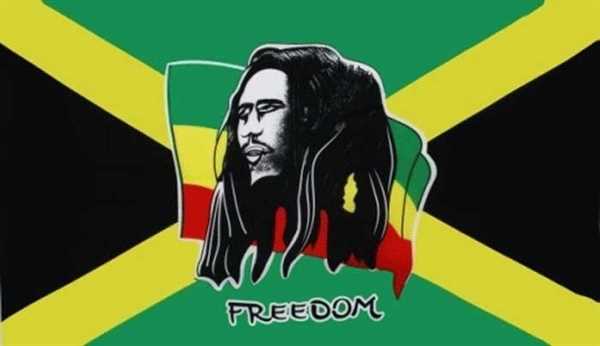 Bob Marley / Freedom Stockflagge 30x45 cm,160 Dernier (G)Abverkauf