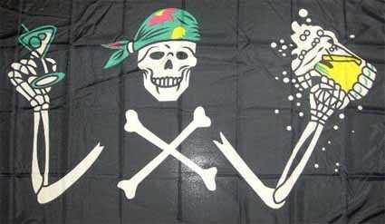Pirat mit Bier Party Flagge 90x150 cm