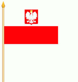 Polen mit Wappen Stockflagge 30x40 cm Abverkauf