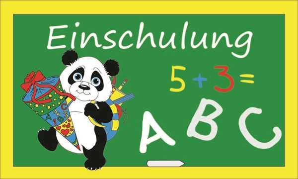 Schule Einschulung Panda Kindermotiv Flagge 90x150 cm