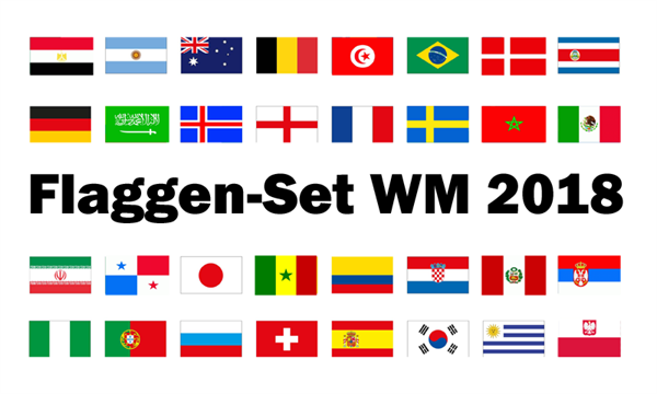 WM 2018 Set Flaggen 90x150 cm alle 32 Nationen