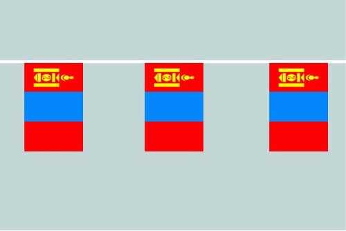 Mongolei Flaggenkette 6 Meter / 8 Flaggen 30x45 cm