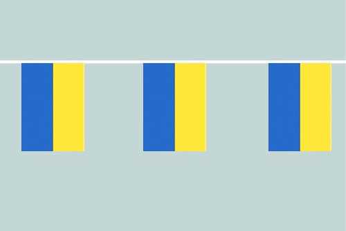 Blau-Gelb (2 Streifen) Flaggenkette 6 Meter / 8 Flaggen 30x40 cm