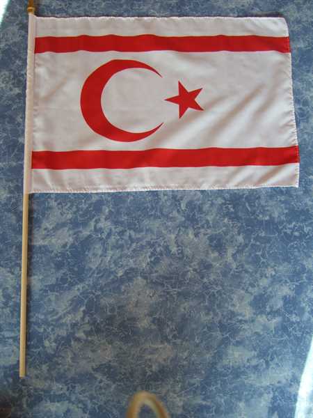 Nordzypern (Türkische Republik) Stockflagge 30x45 cm,160 Dernier (G) Sonderposten